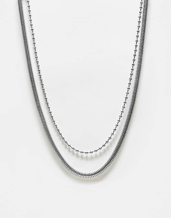 Reclaimed Vintage unisex row necklace with silver chain ShopStyle