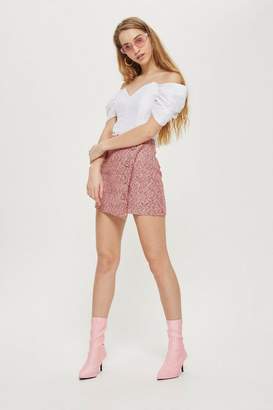 Topshop Boucle Asymmetric Wrap Mini Skirt