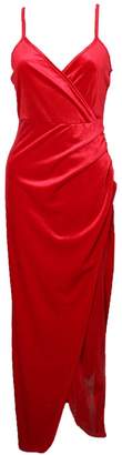boohoo Velvet Wrap Top Ruched Skirt Maxi Dress