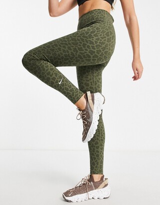 Nike Training One Dri-FIT high rise leopard print leggings in khaki -  ShopStyle Activewear Trousers