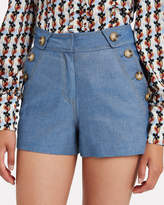 Thumbnail for your product : Derek Lam 10 Crosby High Rise Cotton-Linen Shorts