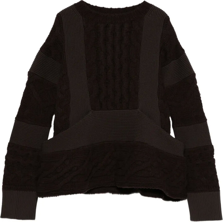 Sacai Cable-Knit Panelled Sweater