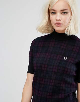 Fred Perry Check Print Turtle Neck Knit Jumper