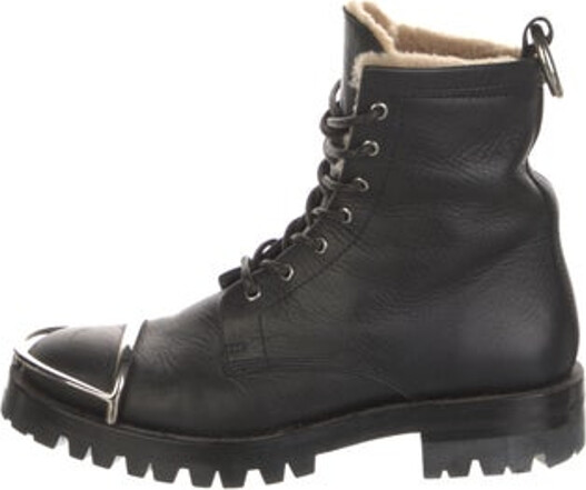 Alexander Wang Leather Ankle Combat Boots Black Square-Toes Platform Lace-Up Closure at Uppers Unfortunately, due to restrictions, this item may not be eligible for shipping in all areas.