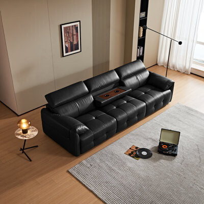 Mercer41 Three-seater Piano Key Sofa - Ergonomic Design Adjustable Headrest Oversized Seat Cushion Solid Wood Frame Suitable For Living Room Minimalist So