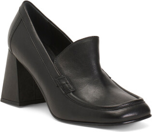 Leather Meredith Loafer Heels for Women | Leather/Man-Made Sole
