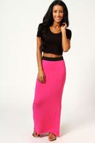 Thumbnail for your product : boohoo Petite Helena Contrast Waistband Jersey Maxi Skirt