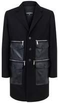 Thumbnail for your product : DSQUARED2 Leather Patch Wool Coat