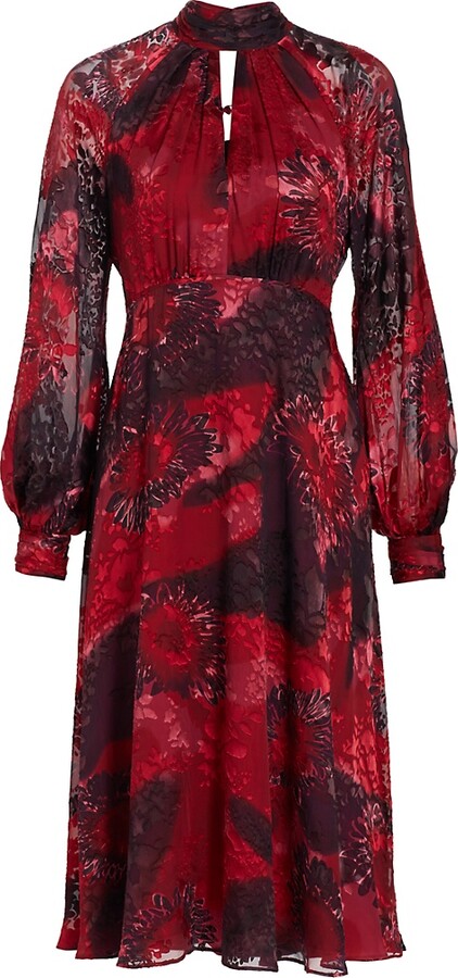 Teri Jon by Rickie Freeman Women's Abstract Floral Chiffon Midi-Dress ...