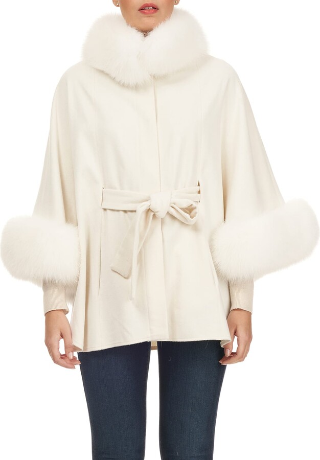 Gorski Cashmere Belted Cape w/ Fur Collar Cuffs ShopStyle Jackets