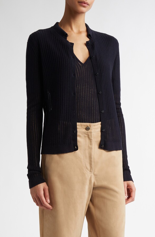 Studio Max Mara Kassel Silk & Wool Rib Cardigan