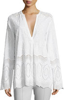 Thumbnail for your product : Theory Ofeliah Eyelet Indian Cotton Blouse, White