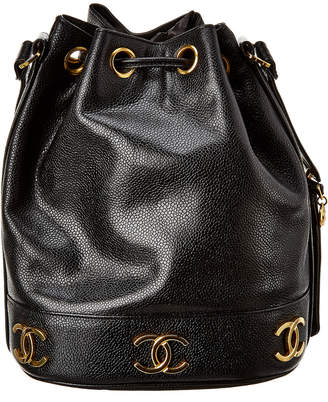 Chanel Black Caviar Leather 3Cc Bucket Bag