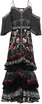 Thumbnail for your product : Camilla Cold-shoulder Tiered Printed Silk Crepe De Chine Maxi Dress