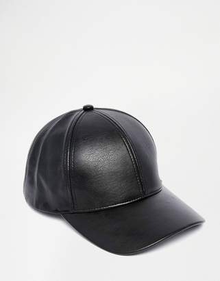 ASOS Baseball Cap In Black Faux Leather