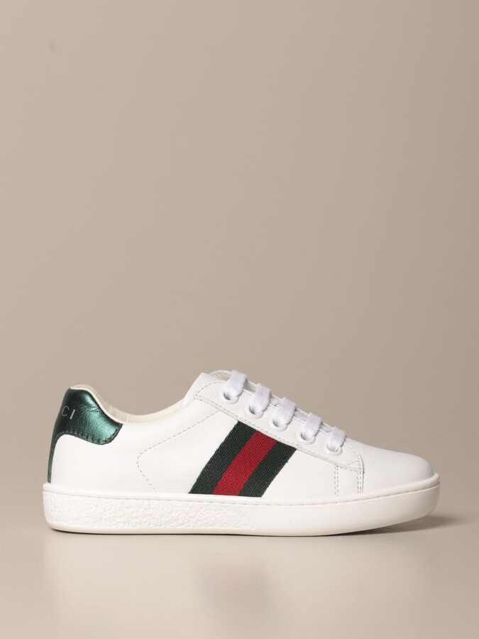 Gucci Ace sneakers in leather with Web bands - ShopStyle Boys' Shoes