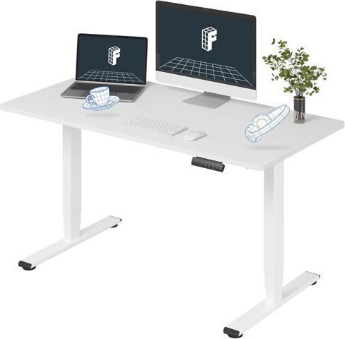 Heightele FLEXISPOT E6 Essential 3 Stages Dual Motor Electric Standing Desk 55x28 Inch Whole-Piece Board Height Adjustable Electric Sit Stand Desk(White...
