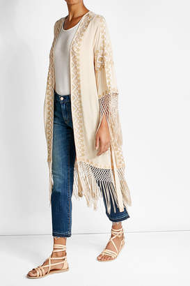 Melissa Odabash Belted Cover-Up with Embroidery and Fringing