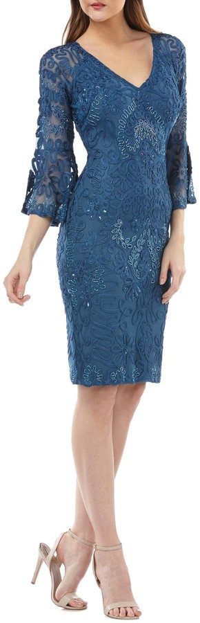 Beaded Soutache Bell Sleeve Dress Sale 