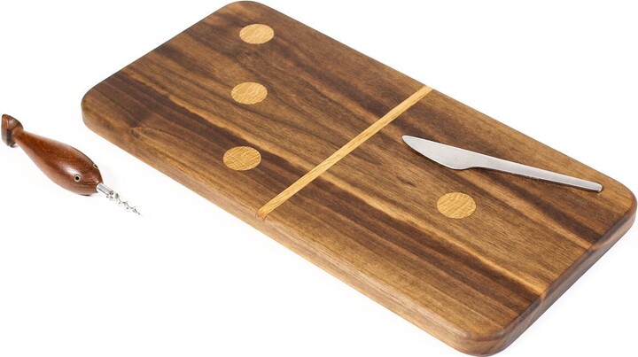 Oversized Modernist Domino Serving/Cheese Board Walnut + White Oak 3 1