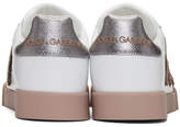 Thumbnail for your product : Dolce & Gabbana White and Pink Heart Patch Sneakers