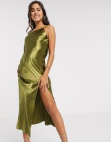 Thumbnail for your product : ASOS DESIGN cowl back strappy drape midaxi in olive