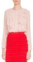 Thumbnail for your product : Givenchy Long-Sleeve Ruffled Georgette Blouse, Light Pink