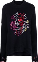 Thumbnail for your product : Zadig & Voltaire Malta embroidered-logo merino wool jumper
