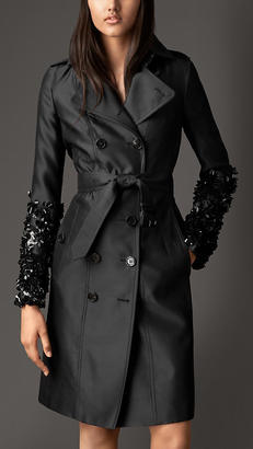 Burberry Crushed Sequin Silk Blend Trench Coat