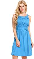 Thumbnail for your product : Meaneor Women's O Neck Casual Sleeveless Ruched Waist Cocktail Party Dress