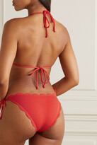 Thumbnail for your product : Marysia Swim + Net Sustain Mott Scalloped Recycled Seersucker Bikini Briefs - Red