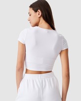 Thumbnail for your product : Factorie - Women's White Cropped tops - SS Pull Front V-Neck Top - Size XL at The Iconic
