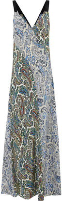 Diane von Furstenberg Paneled Printed Silk Maxi Dress