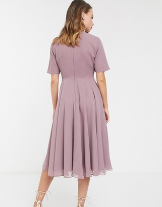 ASOS DESIGN crop top embellished neckline midi dress - ShopStyle