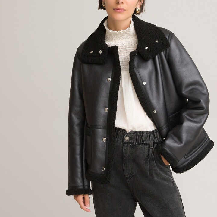 fleece lined leather jacket womens