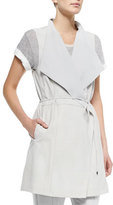 Thumbnail for your product : Vince Leather/Ponte Draped Long Vest, Sierra Silver