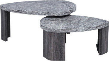 Latitude Run Gray Triangle Faux Marble Coffee Table Set Of 2 Modern Living Room Sofa Side Nesting Table Set