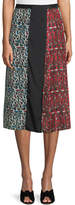 Thumbnail for your product : Carven Floral Birds Pleated Silk Midi Skirt