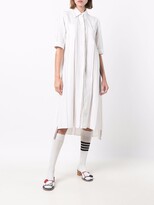 Thumbnail for your product : Thom Browne RWB pinstripe seersucker inverted-pleat dress