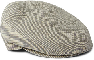 Lock & Co Hatters Cannes Striped Linen-Seersucker Flat Cap