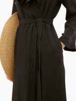 Thumbnail for your product : Casa Raki - Esme Ruffled Linen Wrap Dress - Black