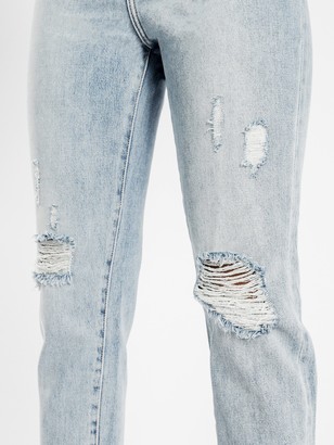 Articles of Society High Amy Mom Slim Jeans in Distressed Blue Denim