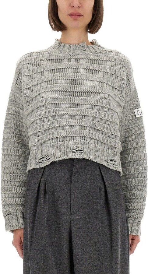 MM6 Maison Margiela Numbers-Patch Distressed Jumper
