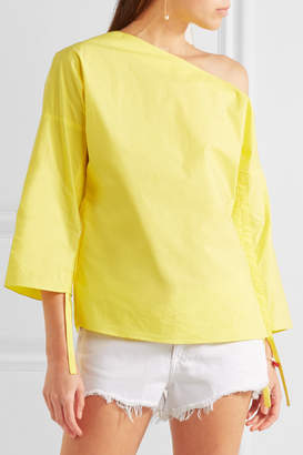 Tibi One-shoulder Cotton-poplin Top - Yellow