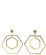 Thumbnail for your product : Eddie Borgo NIB Gold Tone Dimensional Paradox Hexagon Hoop Dangle Earrings $250