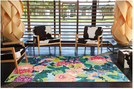 Dakota Fields Multi Color Floral Flower and Strawberry Pattern Creative Modern Decorative Machine Washable Area Rug Area Rugs