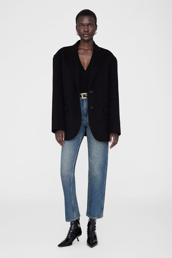 Anine Bing Quinn Blazer in Black Cashmere Blend