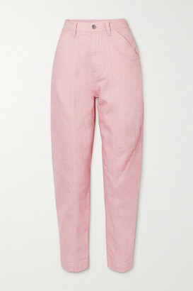 Stella McCartney Cropped Embroidered High-rise Tapered Jeans - Pink