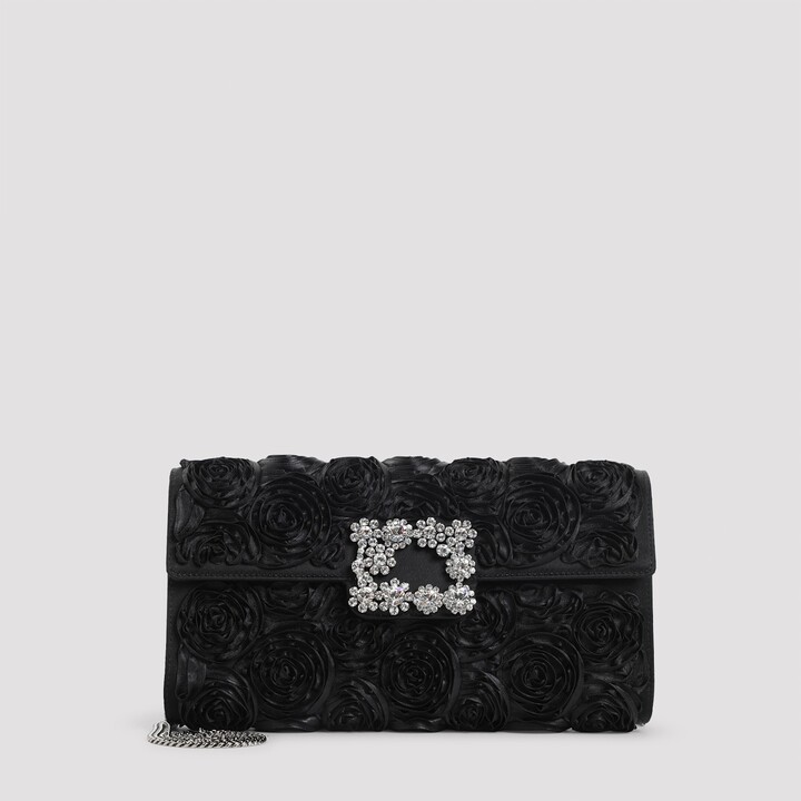 Roger Vivier Envelope Flap Rose Flower Buckle Shoulder Bag