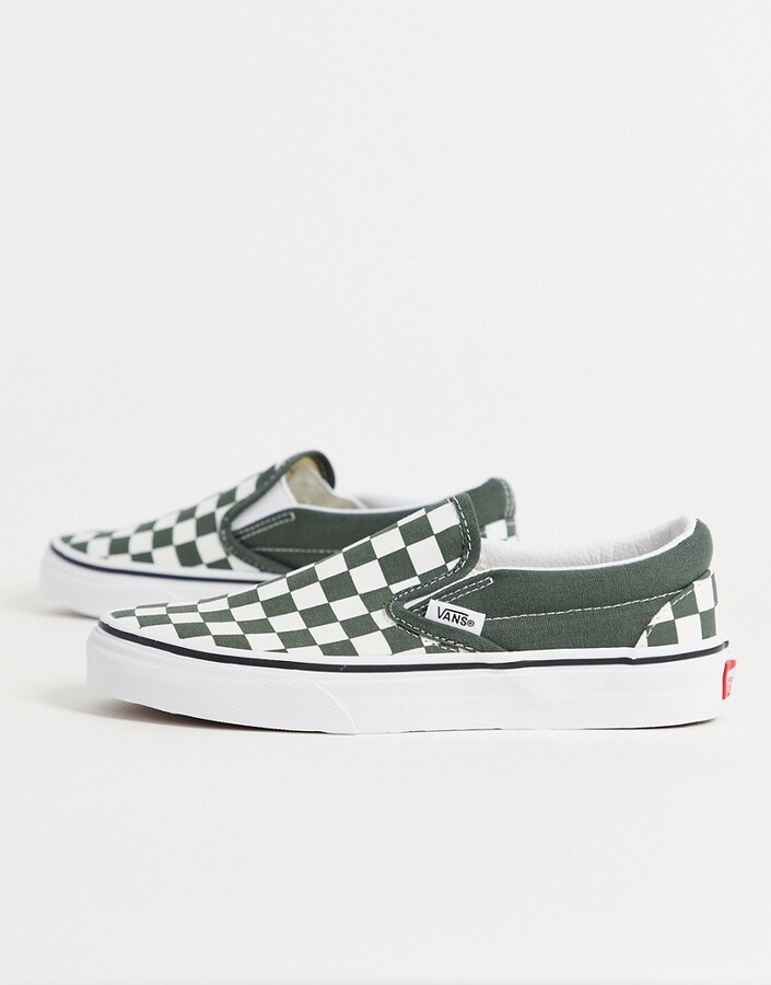 Vans Classic Slip-On Checkerboard sneakers in green - ShopStyle